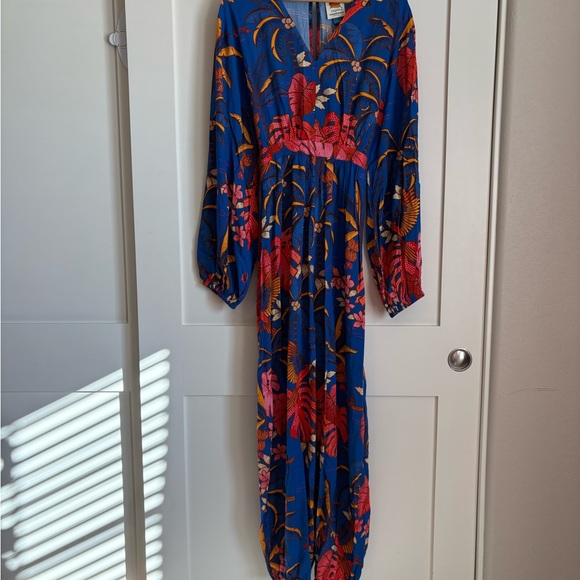FARM Rio Pants - FARM Rio Vibrant Blue and Red Floral Jumpsuit